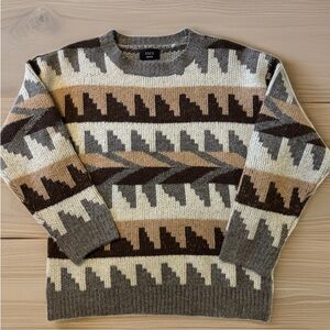 VICI Men's Crewneck Sweater - Gray, Brown, and Cream